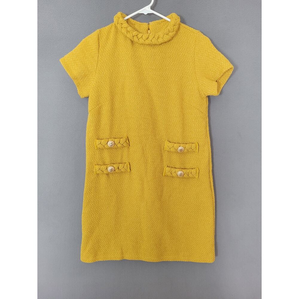 Womens Tweed Jackie Dress Short Sleeve Elegant Crew Neck Business Dress XSMALL